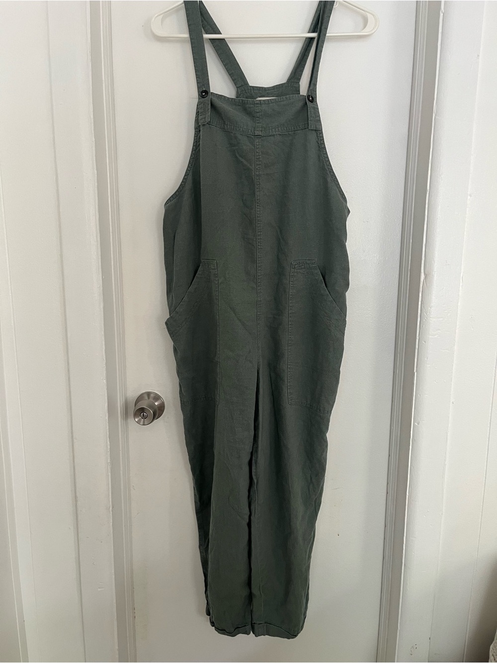 Universal Thread Olive Green Linen-Blend Overalls